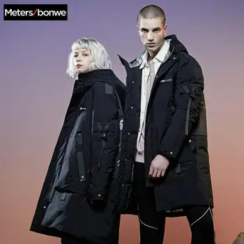 

Metersbonwe Winter Warm For Men 90% white Duck down Couples Hooded down jackets Outdoor Winter Male Women casual Loose down Coat