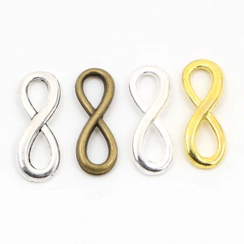 

24x8mm 30pcs Bright Silver Plated/Antique Silver Plated/Gold Color 8 Infinite Handmade Charms Pendant:DIY for bracelet necklace