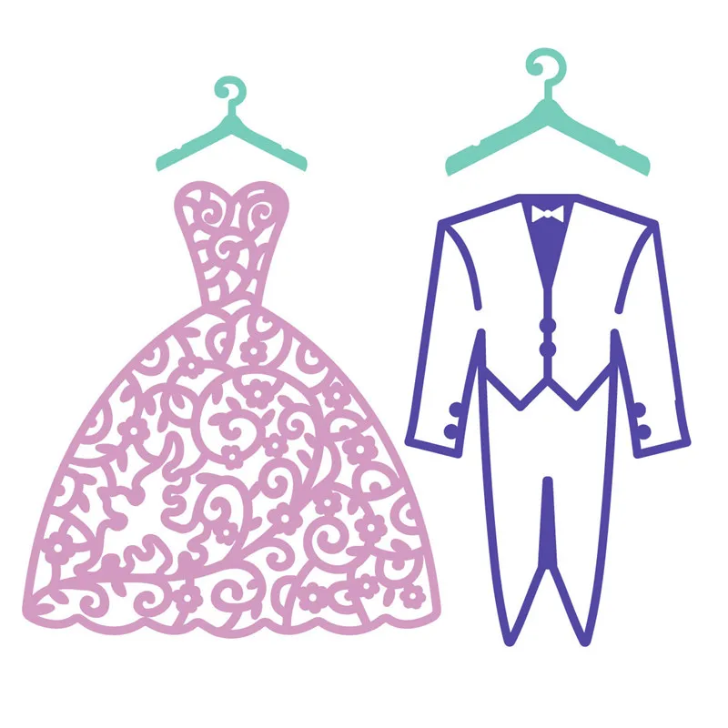 

YaMinSanNiO Wedding Dress and Suit Metal Cutting Dies DIY Etched Dies Craft Paper Card Making Scrapbooking Embossing New 2019