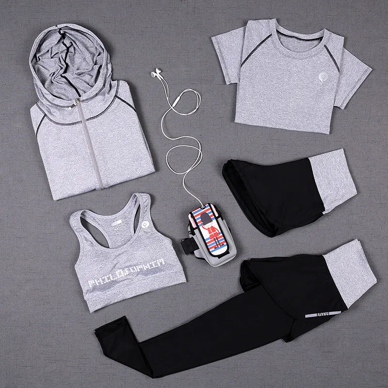 New-Women-Yoga-Suit-5-Piece-Yoga-Sets-3-Piece-Solid-Color-Yoga-Shirt-Fitness-Tracksuit (1)