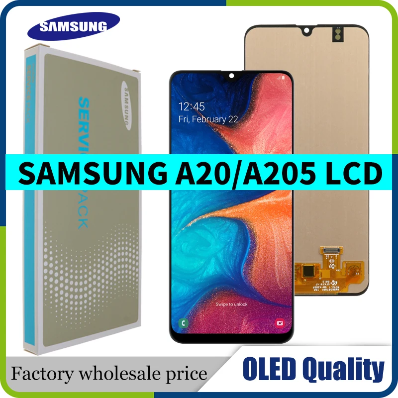 ЖК-дисплей 6 4 ''Super OLED для Samsung Galaxy A20 A205 SM-A205F A205FN сенсорный экран с дигитайзером