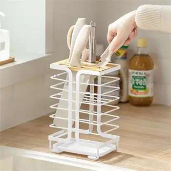

Kitchen Bamboo Knife Holder Storage Shelf Storage Rack Tool Holder Bamboo Knife Block Stand Kitchen Accessories