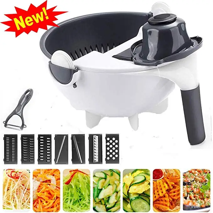 

Multifunctional Magic Rotate Vegetable Cutter With Drain Basket Kitchen Veggie Fruit Shredder Grater Slicer DropShipping