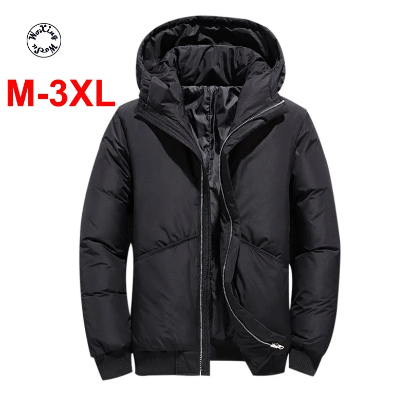 

Men's hooded down coat thickened warm down jacket male outcoat M to 3XL