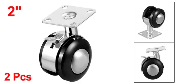 uxcell 1.5 Inch 2 Inch Furniture Casters Wheels Replacement Alloy Plastic Twin Wheel Top Plate Mount Swivel Caster