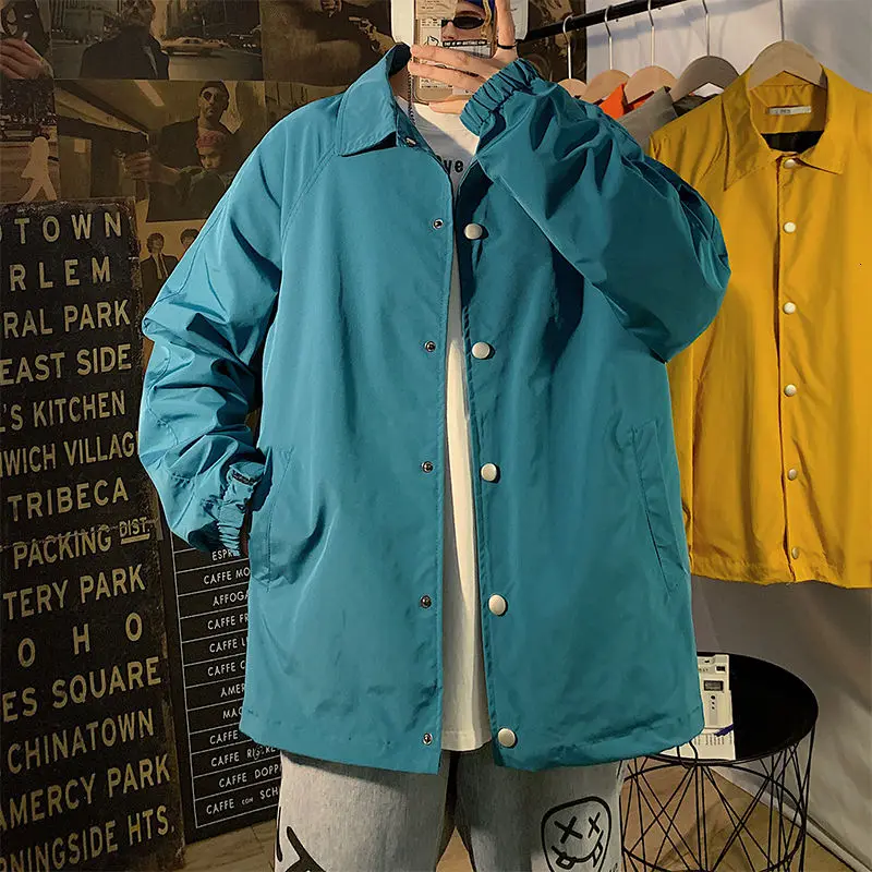 

2020 Spring And Autumn New Youth Popular Couple Loose Solid Color Thin Jacket Fashion Casual Single-breasted Top M-3XL