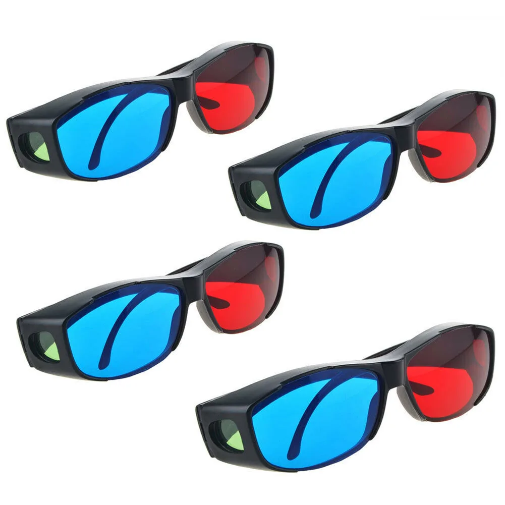 2PCS Cinema Movie Universal Ultra Clear Game Dimensional Anaglyph Virtual Easy Wear 3D Glasses TV Red Blue Black Frame Fashion