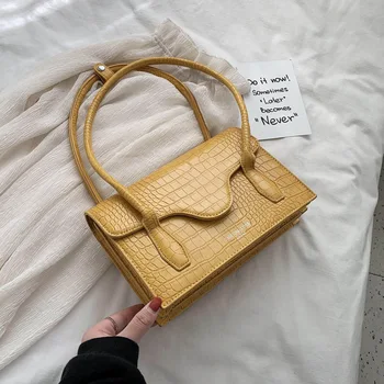 

Luxury Brand Female Flip Square Bag 2020 New Quality Leather Women's Designer Handbag Crocodile pattern Shoulder Messenger Bags