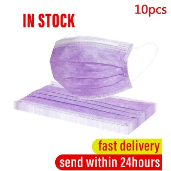 

10 Pcs Unisex Face Mask Dust Proof Windproof Foggy Haze Pollution Non-woven Disposable Purple Face Cover Masque Mascherina