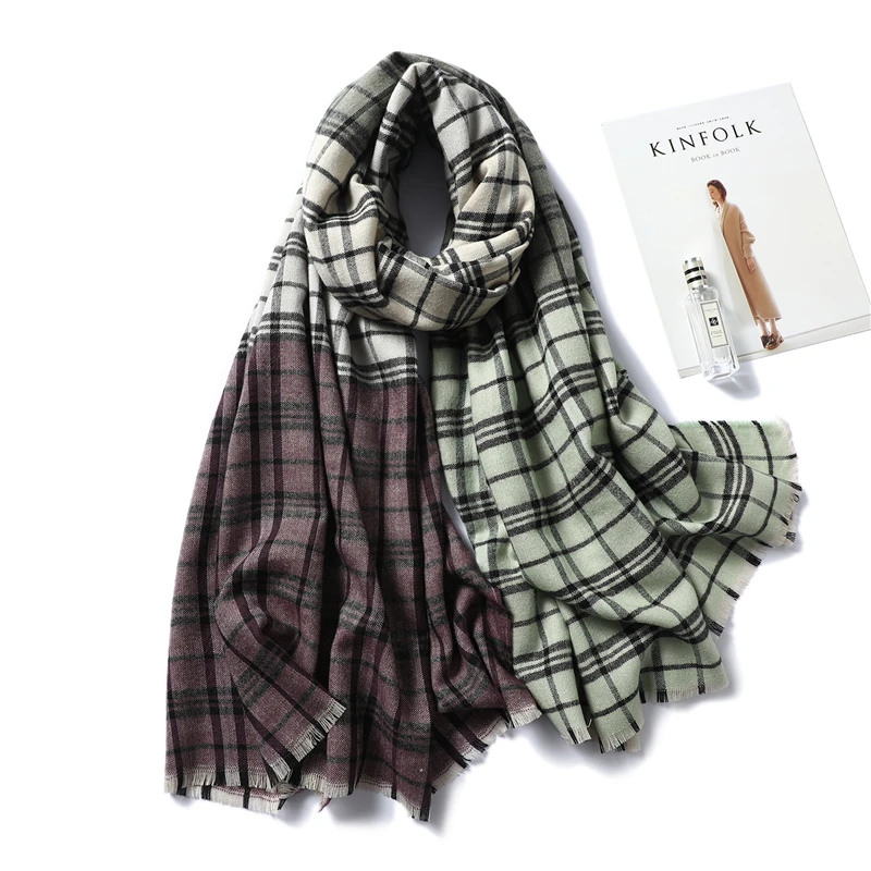 2020 дизайнерский брендовый клетчатый женский шарф зимние кашемировые шали для