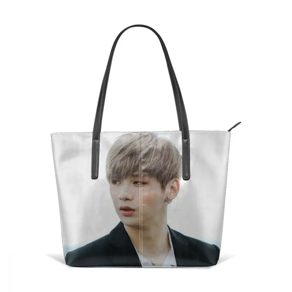 Wanna One Сумочка WANNA ONE KANG DANIEL сгорит его сверху-Ручка Сумки Печать Высокое качество кожаная сумка широкие женские сумки - Цвет: WANNA ONE KANG