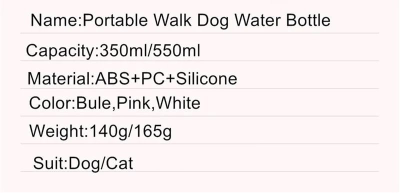 Portable Dog Water Bottle Big Trough Leak Proof Pet Small Cat Puppy Non BPA Dog Drinking Water Bottle for Outdoor Hiking DM119