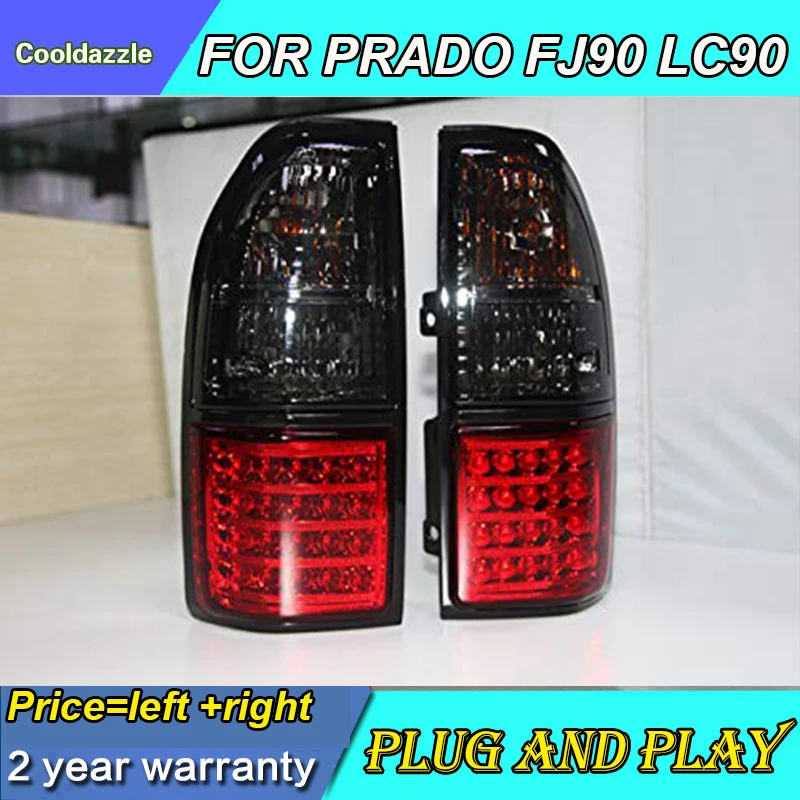 2 шт. для Toyota Prado FJ90 LC90 светодиодный задний фонарь красный черный цвет задняя фара 1998-2003 год