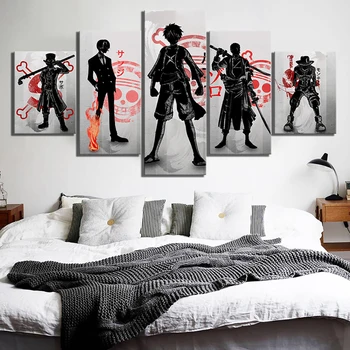 

Canvas Prints Pictures Wall Art 5 Pieces One Piece Painting Home Decoration Animation Modern Modular Poster Living Room