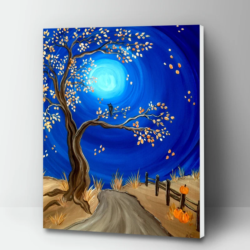 ペイント絵画ツリー抽象ハロウィンdiyアクリル着色アートキャンバスの壁の写真リビングルーム大人キット Paint By Number Aliexpress