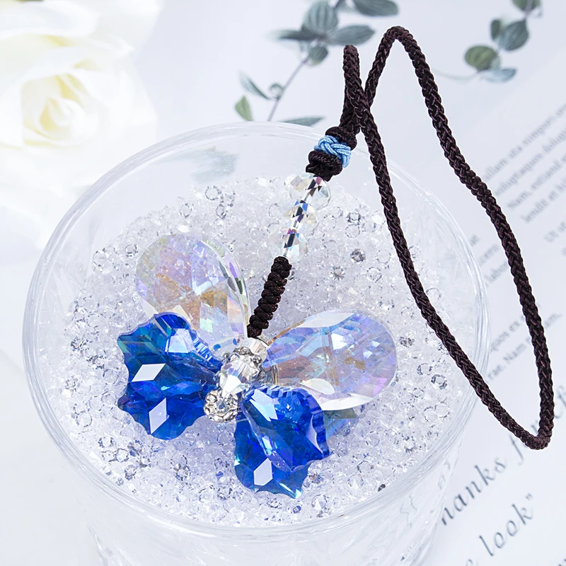 H& D 2 цвета хрустальные призмы бабочка Suncatcher украшения автомобиль подвесной Кулон Коллекция дома Свадебные украшения Рождественский подарок
