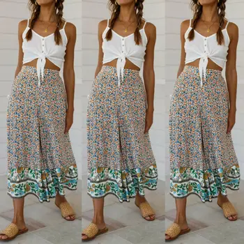 

S-XL Plus Size Pants Casual Baggy Harem Pants Boho Hippie Wide Leg Gypsy Loose Palazzo Casual Trousers Elastic Waist Bottoms hot