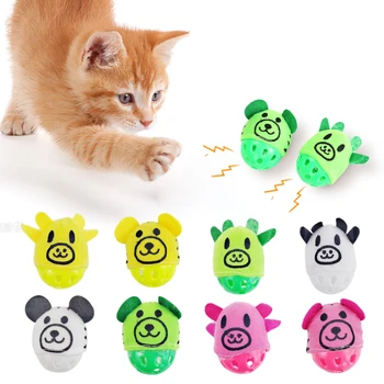 

Colourful Cat Bell Ball Toy With Inside Kitten Toys Pet Cat Teaser Colorful Balls Cats Pounce Rattle Toy #3