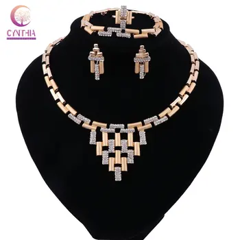 

CYNTHIA HOT Fashion Wedding Dubai Africa Nigeria Jewelry Set Gold-color Necklace Earrings Romantic Women Bridal Jewelry Sets