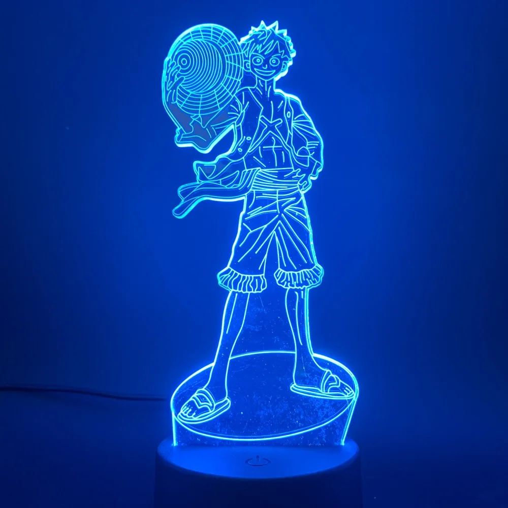 3d лампа японское аниме одна штука Обезьяна D Luffy светодиодный ночник светильник