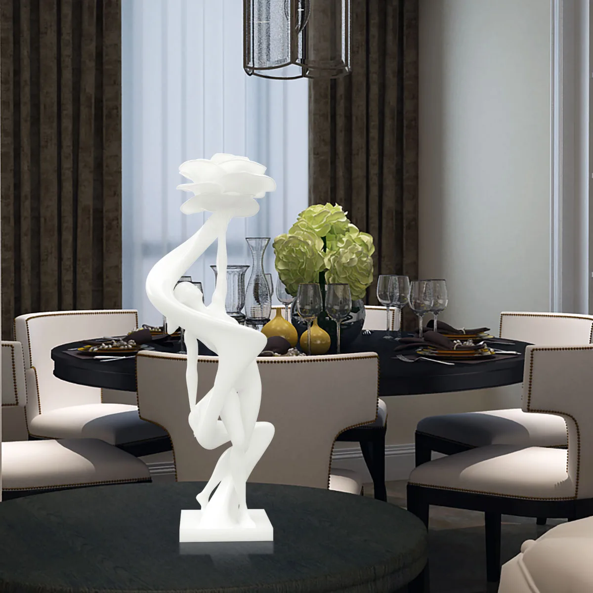 

Dance Girl with Flower Figurine One Piece 3D Printed Sculpture Modern Escultura Elegant Woman Statue Office Home Decor