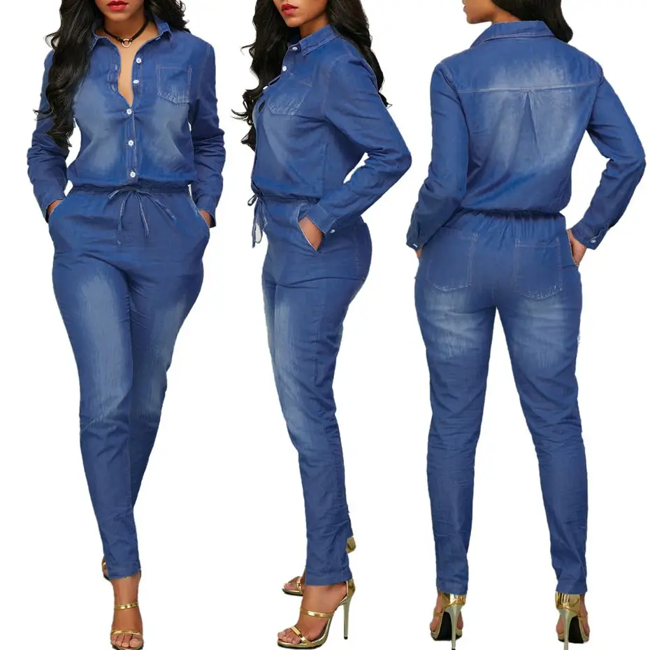 blue jean jumpsuit fashion nova