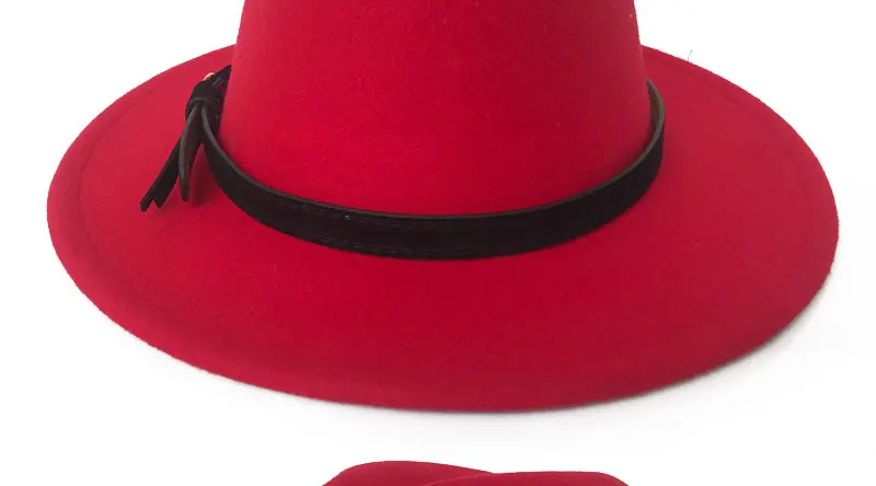 YY черный кожаный ремень Fedora шляпа для мужчин зимняя винтажная фетровая шляпка винтажная Трилби женские церковные шляпы Chapeau Femme Feutre FD19020