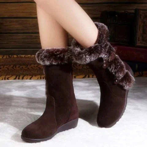 Fletiter/женские ботинки; зимние сапоги на платформе, увеличивающие рост; Женская водонепроницаемая Нескользящая зимняя обувь из толстого плюша; Размеры 35-42 - Цвет: Dark brown