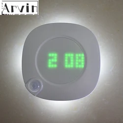 Lampe LED avec capteur de mouvement PIR, horloge, luminosité réglable, magnétique, pour escaliers, chambre à coucher, 2 couleurs 