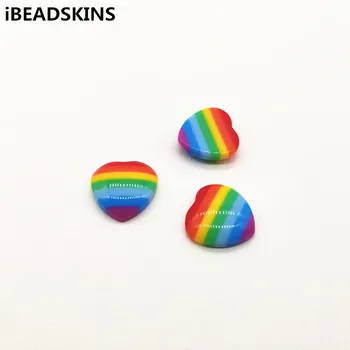 

New arrival!100pcs Rainbow color Resin solid Flat back heart beads for Earring accessories, parts,Hair clip accessories Findings