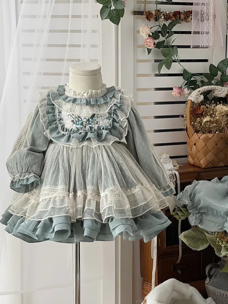 Spanish Children Girls Dress Winter Dress for Girls Fashion Festival