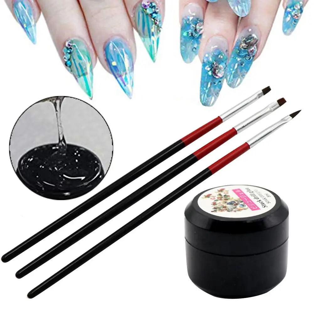 8ml nail art rhinestone glue hydrogel adhesive resin gemstone jewelry diamond polish clear decoration with pen tool