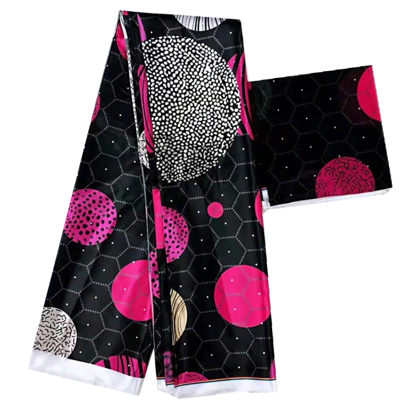 Фабричная Прямая ткань нигерийская Анкара атласная шелковая ткань Новая африканская восковая ткань высокого качества шелковая ткань для платья - Цвет: MJ850829s4