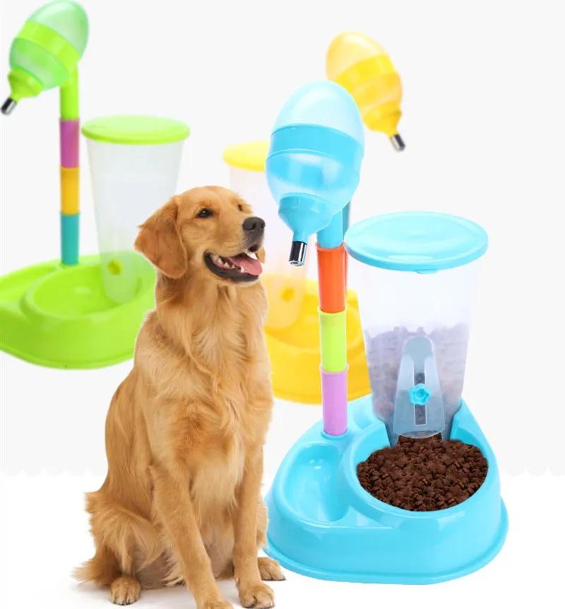 600MLPet Adjustable Height Automatic Drinking Fountain Water Food Combination In One Cute Color Oval Water Dispenser Cat Bowl