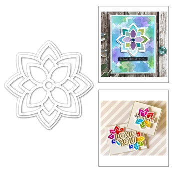 

2020 New Edge Layered Polygonal Flower Embossing Metal Cutting Dies Cut For Scrapbooking Greeting Card and Paper Making no stamp