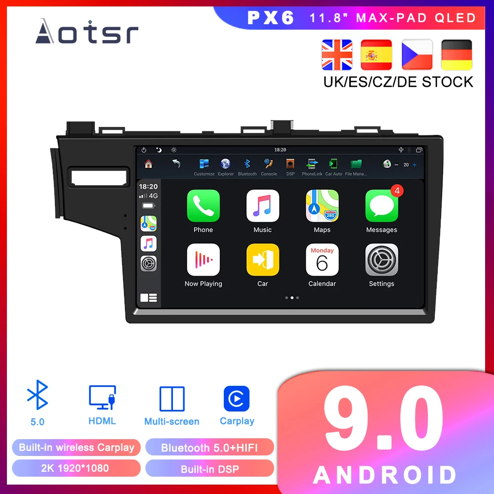 

Max-PAD Android 9.0 PX6 For Honda Fit 2017 2016-2014 Car DVD Player GPS Navigation Auto Radio Stereo Multimedia player HeadUnit