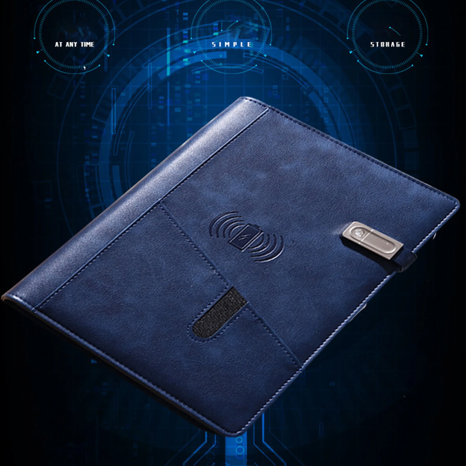 Multifuncional de Carregamento sem Fio Couro do Plutônio Case com Calculadora e 8000mah Pasta Carteira Padfolio Organizador Banco Potência a5 2 Material escolar e de escritório