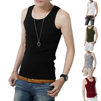 

Fitness Bodybuilding Men Tank 2020 Summer O-neck Sleeveless Breathable Undershirt Cotton Solid Male Tank Tops