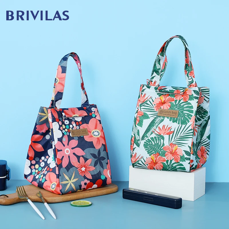 Bags Cooler Lunch-Bag Breakfast-Box Flowers Picnic Brivilas Multicolor Portable Women