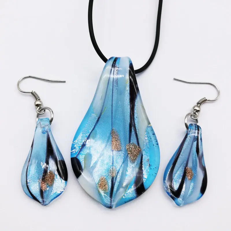 4 комплекта синий лэмпворк стеклянные бусины из муранского стекла Серьги Кулон Мода
