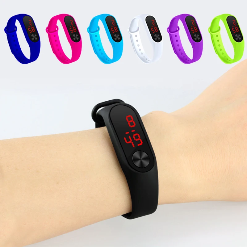 Модные детские цифровые светодиодные спортивные часы повседневные силиконовые