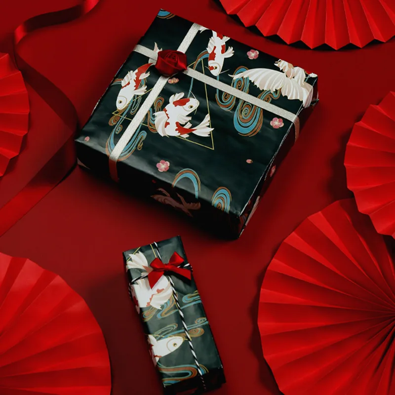 Zmol Origional Design Koi And Wind Illustration Birthday Gift Packaging Paper Top Grade Holiday Gifts Gift Box Chinese-style