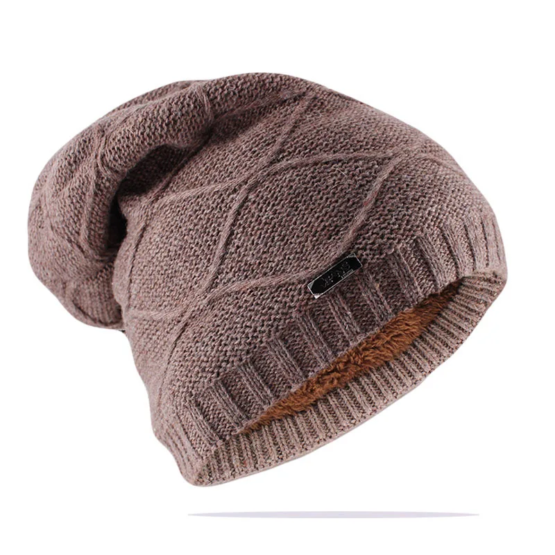 Мужские зимние шапочки Skullies, модные женские шапочки, повседневные зимние теплые шапочки, шапочки из мягкого хлопка, вязаные шапки, лидер продаж - Цвет: Хаки