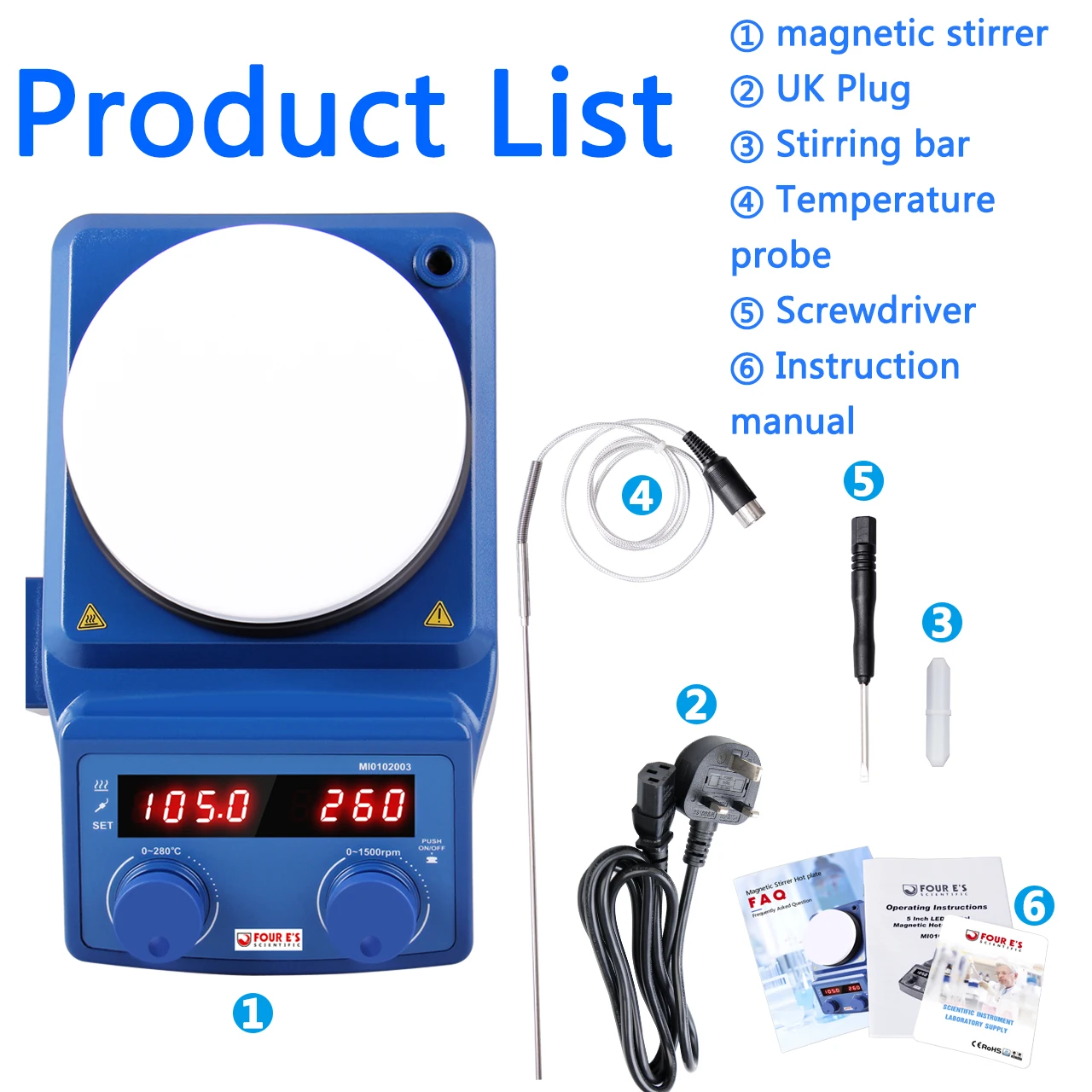 Laboratory Digital Hot Plate Magnetic Stirrer With Hotplate 3L Laboratory Hotplate Mixer, Heating Temperature Up to 280&deg;C