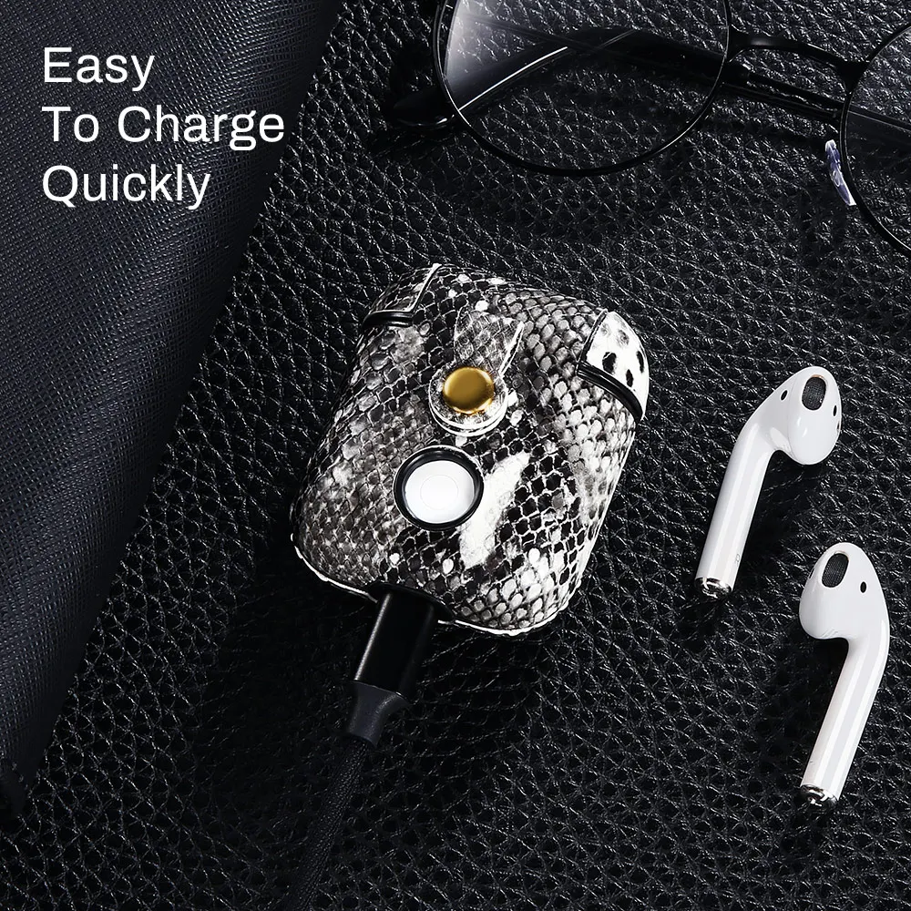 Snake Skin Earphone Case For Apple AirPods Protector Anti-lost Pouch For Air Pod Wireless Bluetooth Earphone Fashion Carcasa Bag