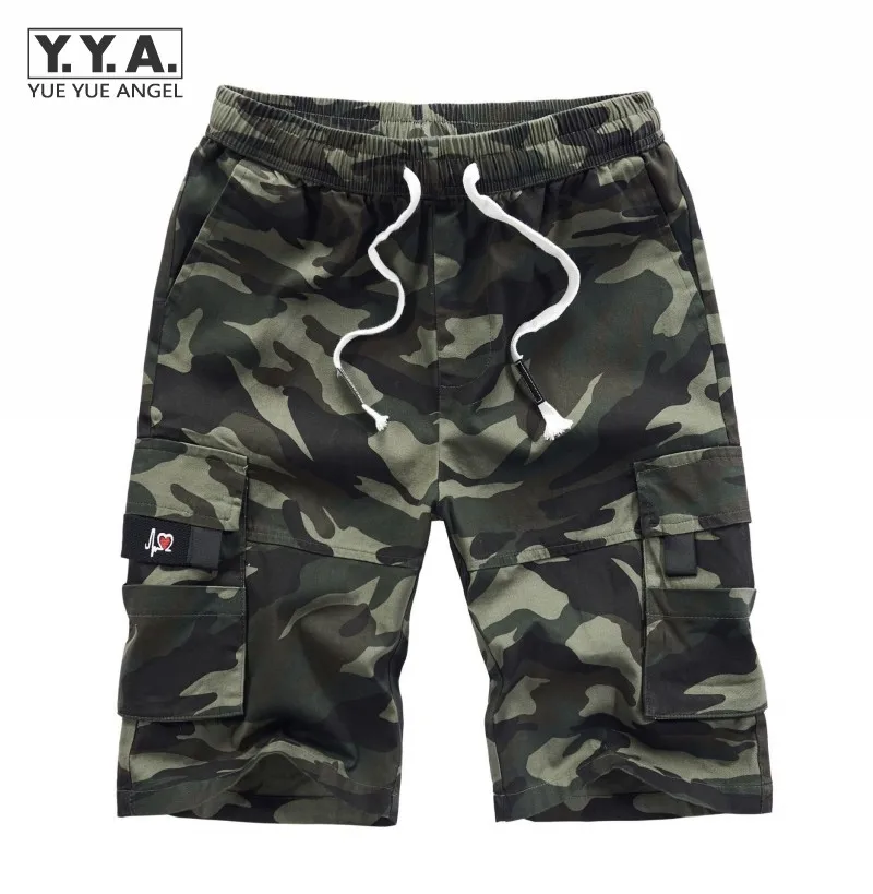 

Mens Casual Loose Drawstring Cargo Shorts Oversized 8XL Cotton Jogging Sweatpants Summer Beach Camouflage Knee-Length Trousers