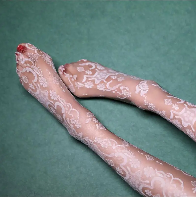 Bride Lace Stockings Lolita Hollowed Out Bottomed Thin Pantyhose Retro Floral Rattan White Stocking Hot Classic Tights