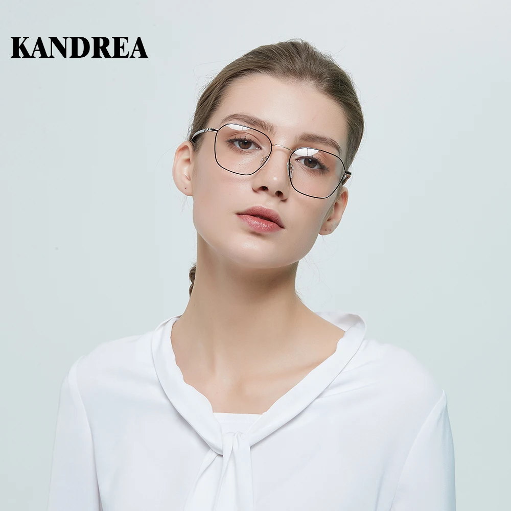 Kandrea классические модные женские очки оправа Черное золото личности прозрачные линзы Полигональная оправа очки