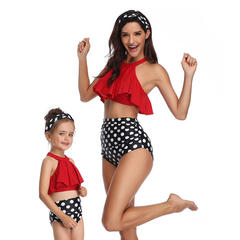 

2020 New Mother And Daughter Swimsuit Mommy And Me Swimwear Bikini Family Matching Clothes Outfits Look Mom Baby Dress Clothing