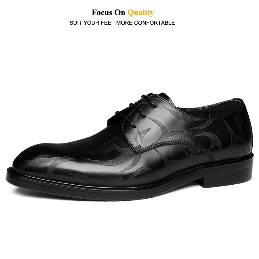 Elegant Genuine Leather Men's Derby Oxfords Pointed Toe Laces Man Wedding Bridal Flats Formal Dress Handmade Party Shoes YMX710